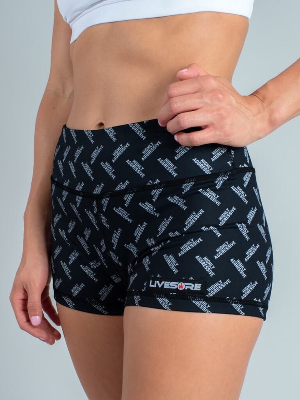 Livesore Black Logo-Print Athletic Shorts for Women